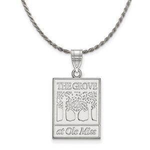 Sterling Silver U. of Mississippi Large Pendant Necklace - 18 In